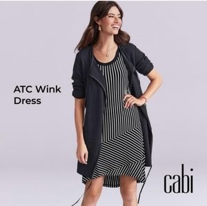 CABI ATC Wink Stripe Stretch Jersey Knit Tank Dress Black & White Style #5946 XS
